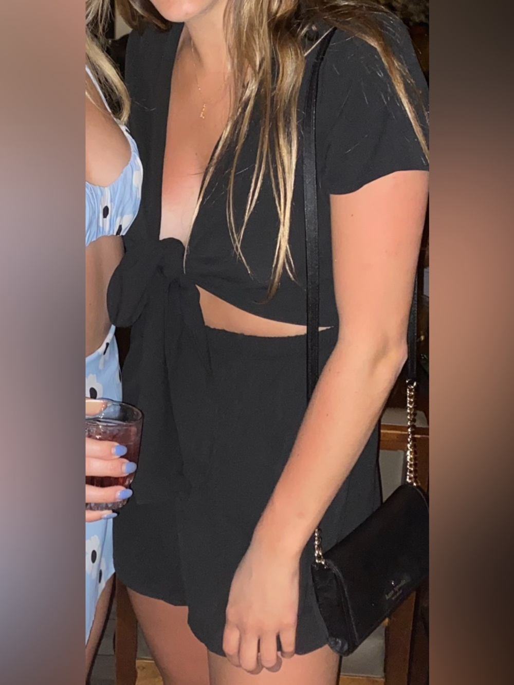 Black Romper with Tied Top